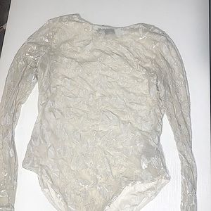 White lace & mesh body suit